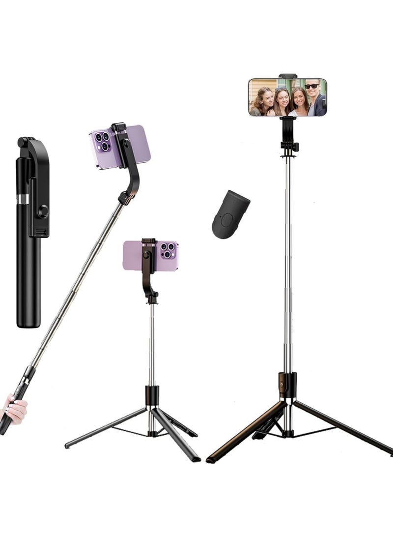 نقطة التسوق عصا سيلفي ثلاثية القوائم 170 سم مع ريموت بلوتوث – حامل هاتف قابل للتمديد ومحمول، حامل دوّار متوافق مع هواتف iPhone وAndroid - Image 2